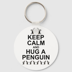 Porte-clés Garde ton calme et câline un pingouin