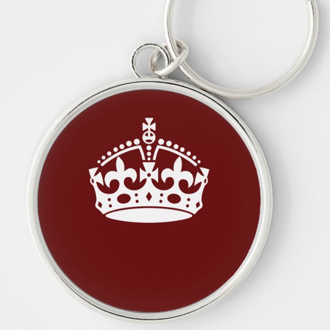 Porte-clés Garder calme Couronne Bourgogne rouge Accent (Devant)