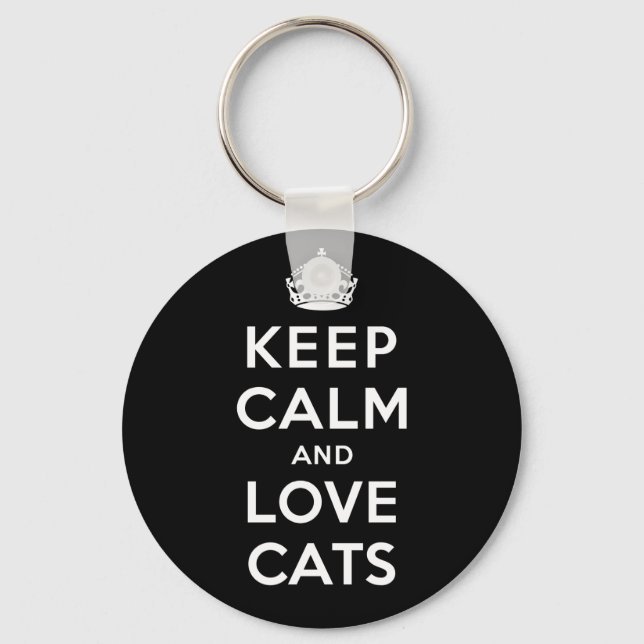 Porte-clés Gardez le calme et l'amour chats (Recto)