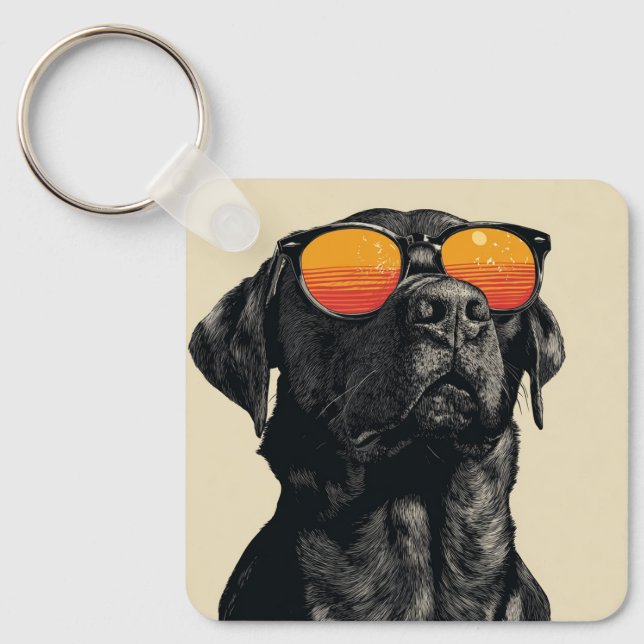 Porte-clés Gardez-le cool rétro chien porte - clé (Recto)