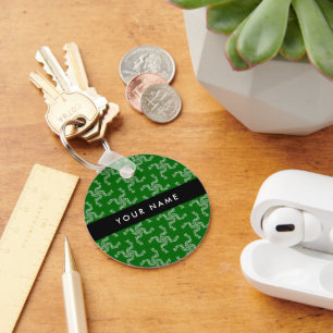 Porte-clés Garland de Noël, Vert, Votre nom, Personnaliser