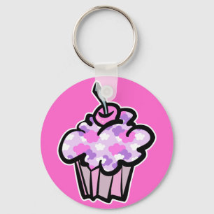Porte-clés gâteau cupcake aux nuages roses et violets
