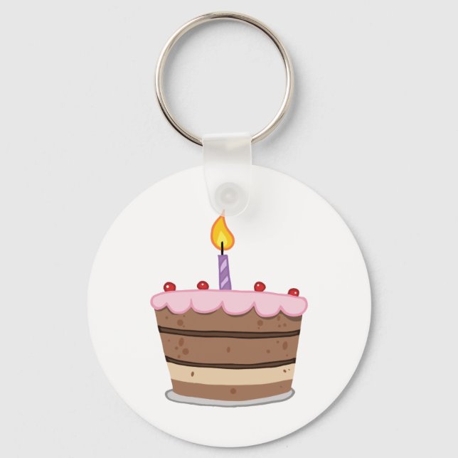 Porte-clés Gâteau D'Anniversaire Avec Une Bougie Lit (Recto)