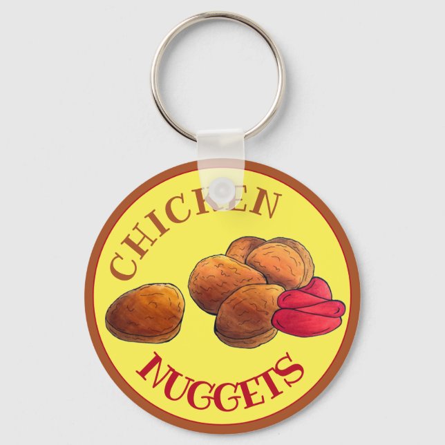 Porte-clés Gâteaux de poulet avec Ketchup Junk Food Foody (Recto)
