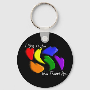 Porte-clés Gay Rainbow Hearts "J'ai été perdu, vous m'avez tr