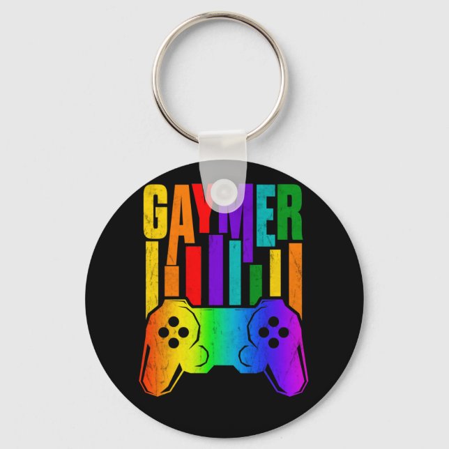 Porte-clés Gaymer Gay pride Rainbow Gamer Gaming LGBTQ (Recto)