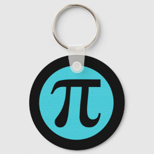 Porte-clés geek mathématique, symbole Pi, bleu sur noir