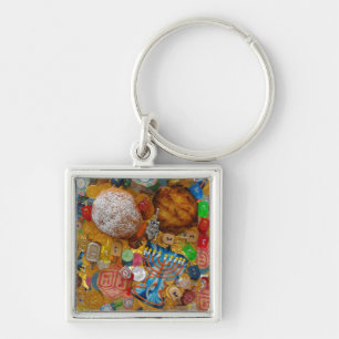 Porte-clés Gelt, Dreidels, Menorah, Sufganiot, et Latke
