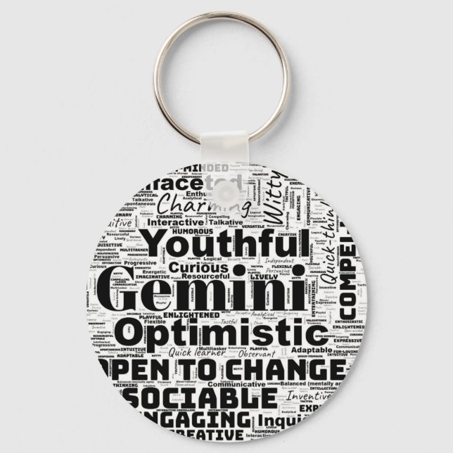Porte-clés Gemini Zodiac Word Cloud Inspiration Porte - clé (Recto)
