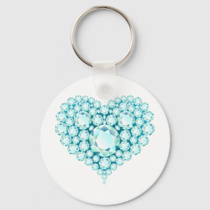 Porte-clés Gemmes cardiaques aquamarines