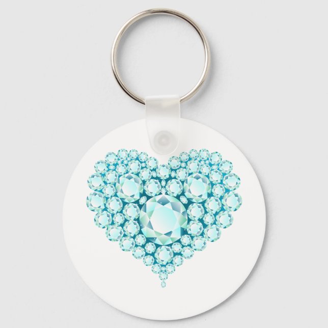 Porte-clés Gemmes cardiaques aquamarines (Recto)