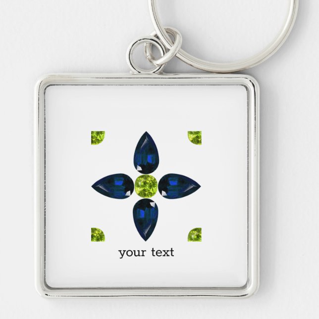 Porte-clés Gemstone Art, bleu et jaune (Devant)