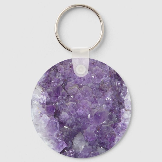 Porte-clés Géode Améthyste - Pierre de cristal violet (Recto)