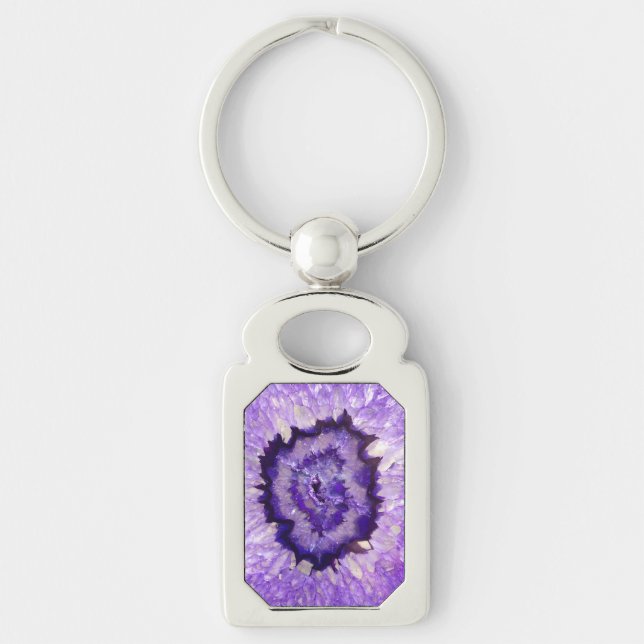 Porte-clés Géode d'agate violet tombé (Devant)