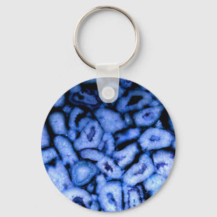 Porte-clés Géodes Agate Quartz Bleu