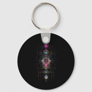 Porte-clés Géométrie sacrée Cube Metatron Yoga Spirituel 