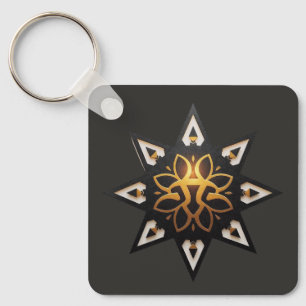 Porte-clés 🌟 Géométrie Sacrée Mandala - Étoile dorée intempo