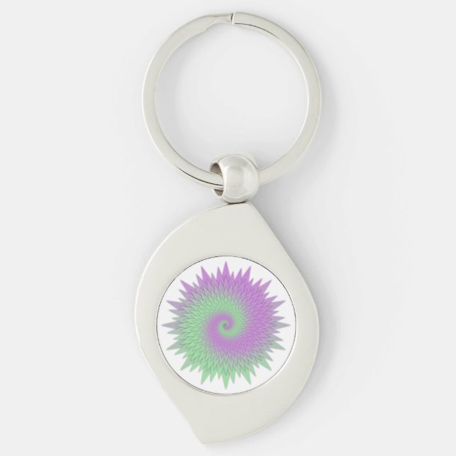 Porte-clés Géométrique Violet et Vert (Devant)