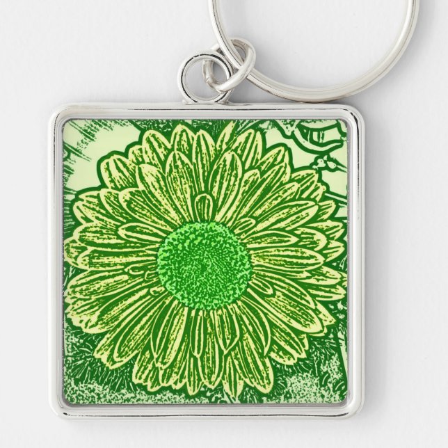 Porte-clés Gerbera Daisy Block Imprimer - vert citron (Devant)
