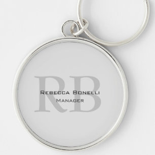 Porte-clés Gestionnaire de monogrammes gris blanc arrondi