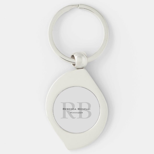 Porte-clés Gestionnaire de monogrammes gris blanc arrondi (Devant)