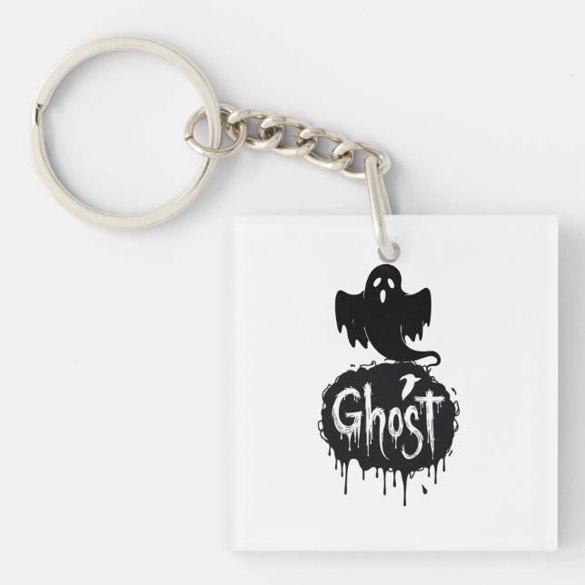 Porte-clés Ghost – Dark Horror Dripping Text Art (Devant)