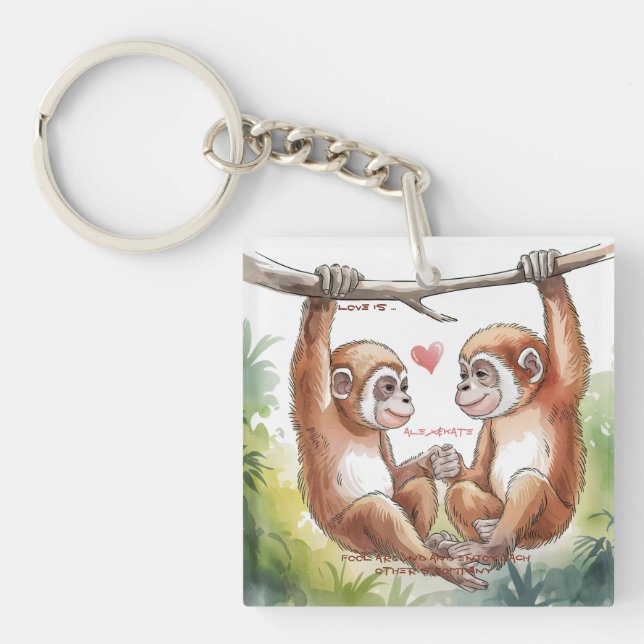 Porte-clés Gibbon Valentines (Devant)