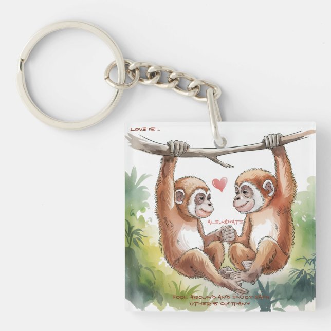 Porte-clés Gibbon Valentines (Devant)