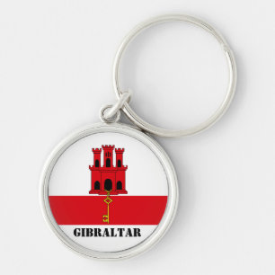 Porte-clés Gibraltar Drapeau avec texte Gibraltar Magnet