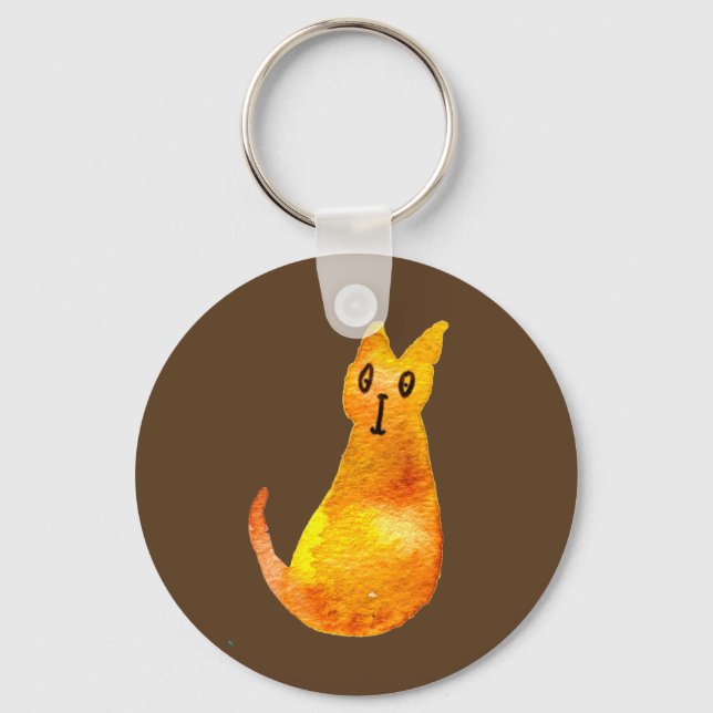 Porte-clés Ginger cat mignon aquarelle illustration art (Recto)