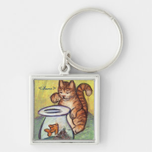 Porte-clés Ginger Kitty & Goldfish Porte - clé d'art personna