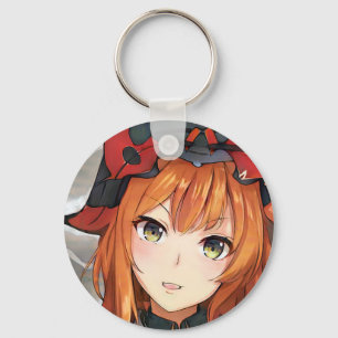 Porte-clés Ginger rouge cheveux anime fille yeux verts noir r