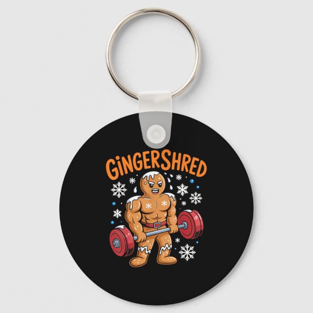 Porte-clés Gingershred Christmas Gym Workout Funny Gingerbrea (Recto)