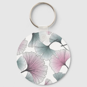 Porte-clés Gingko biloba dessiné à la main.