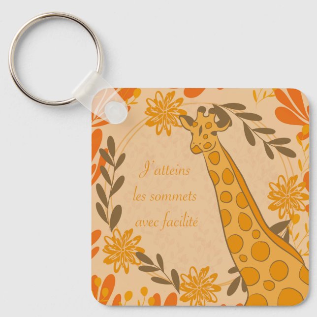Porte-clés girafe,animal totem,chakra,affirmation positive (Recto)
