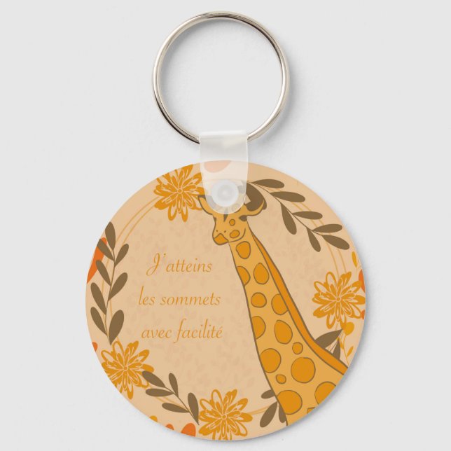 Porte-clés girafe,animal totem,chakra,affirmation positive (Recto)