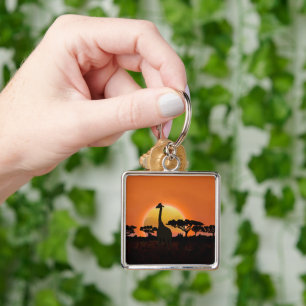 Porte-clés Girafe au coucher du soleil Faune de