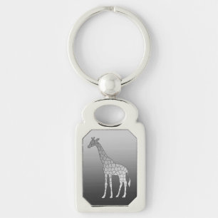 Porte-clés Girafe géométrique moderne, gris argenté / gris
