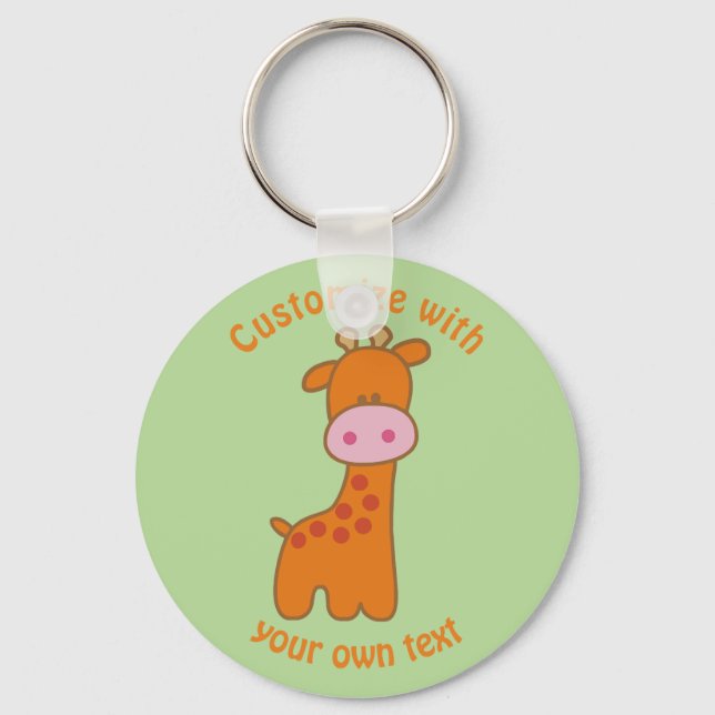 Porte-clés Giraffe de dessin de texte personnalisé (Recto)
