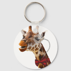 Porte-clés Giraffe drôle avec Bowtie et Monocle