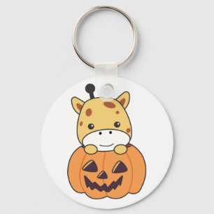 Porte-clés Giraffe En Citrouille Cute Giraffes Joyeux Hallowe