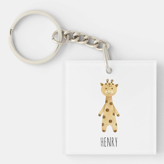 Porte-clés Giraffe monogramme. mignon moderne (Devant)