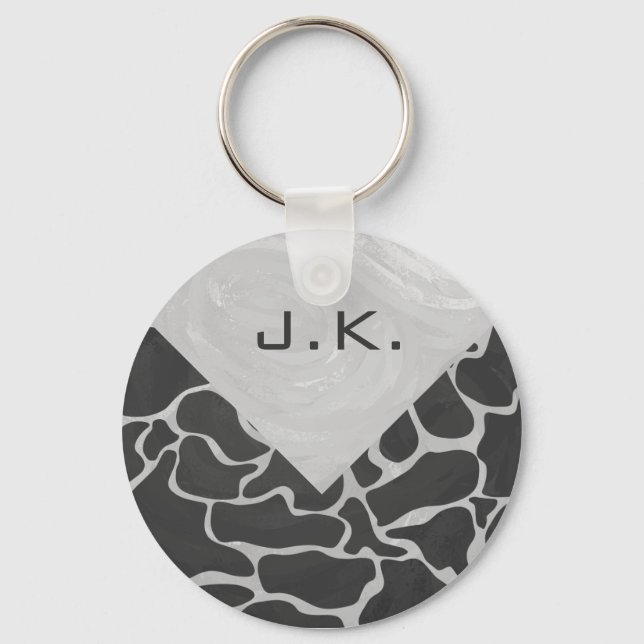 Porte-clés Giraffe Monogramme noir et gris clair (Recto)