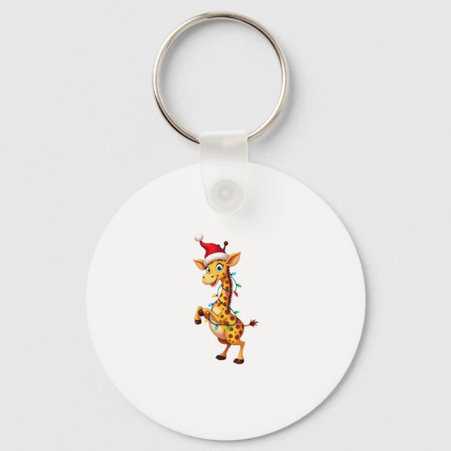 Porte-clés Giraffe Xmas Lighting Funny Santa Giraffe Christma (Recto)