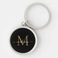 Girl Black Gold Monogramme Nom Élégant Script chic
