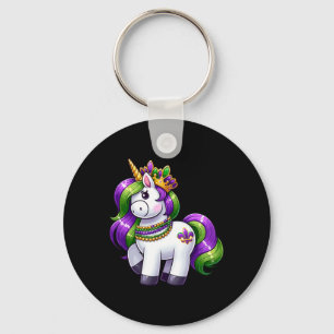 Porte-clés Girl Mardi Gras Princess Unicorn Graphique de fête