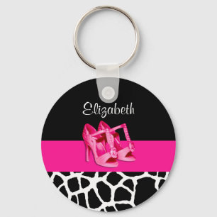 Porte-clés Girly Giraffe Imprimer Jolie Chaussures Roses Avec