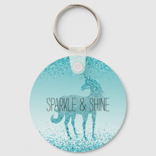 Porte-clés Girly Glitz Aqua Turquoise Parties scintillant Uni
