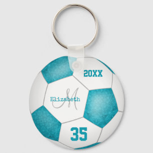 Porte-clés girly turquoise blue and white soccer season