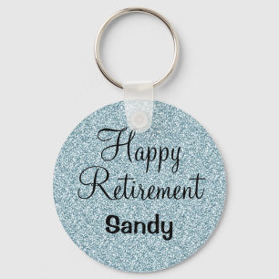 Porte-clés Glam Happy Retirement Parties scintillant d'argent